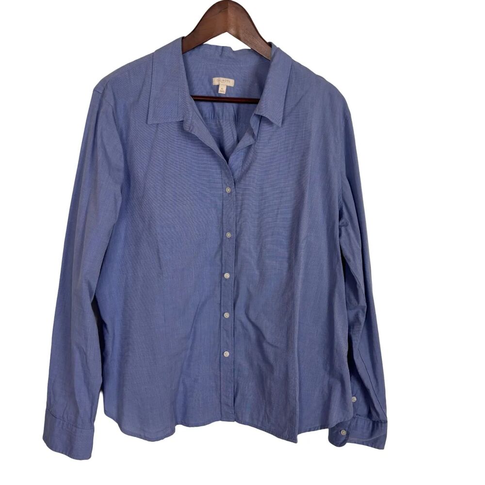 Talbots Blue Chambray Button Down Lightweight Shirt Women's XL